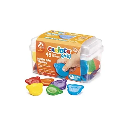 Abbildung von CARIOCA Teddy Wachsmalstift Set für Babys Schachtel Wachsmalstifte Kinder ab 1 Jahr, in Bärenform, 48 Stück
