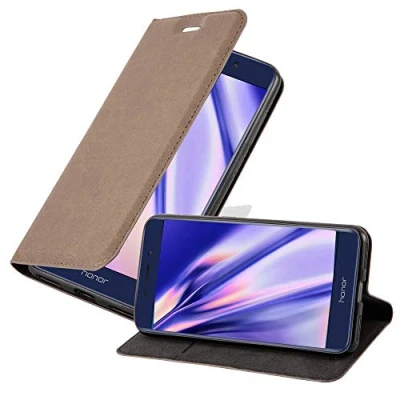 Abbildung von Cadorabo Hülle kompatibel mit Honor 6C PRO aus Premium Kunst Leder Flip Klappbare Stoßfeste Magnetische [Standfunktion] [Kartenfächern] Cover für Tasche in Braun