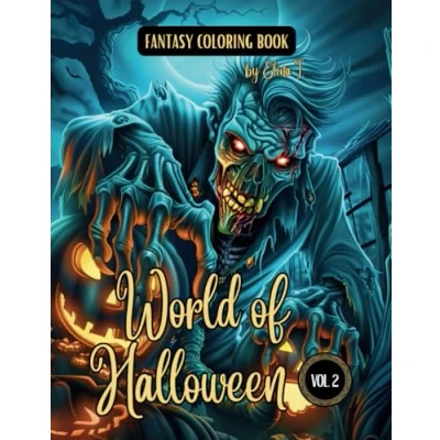 Abbildung von Fantasy Coloring Book World of Halloween Vol. 2: For Adults and Teens Black Line Grayscale Pages
