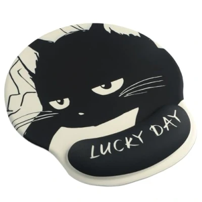 Abbildung von Wisebom Mauspad mit Handauflage Mousepad Ergonomische Komfort Gelkissen Mouse Mat Katze Handgelenkauflage für Alle Maus Offfice Heim Computer Laptop