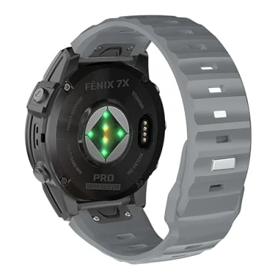Abbildung von TiMOVO 26mm Quick Fit Armband Kompatibel mit Garmin Fenix 7X Pro/Fenix 7X/6X, Weiches Ersatzarmband Uhrenarmband für 6X 5X/Fenix 5X Plus/Fenix 3/Descent Descent MK2i Smartwatch, Grau