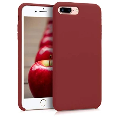 Abbildung von kwmobile Hülle kompatibel mit Apple iPhone 7 Plus/iPhone 8 Plus Silikon Handy Case Handyhülle weiche Oberfläche kabelloses Laden Dunkelrot