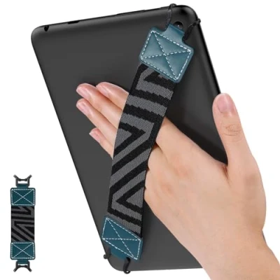 Abbildung von MoKo Handschlaufe für 9&quot; 11&quot; iPad/iPad Pro/iPad Air/Kindle Fire HD/Samsung/Lenovo Tablet, Elastisches Halteband Leicht und Tragbar Tablet Fingerhalterung Griff Halter, Blau