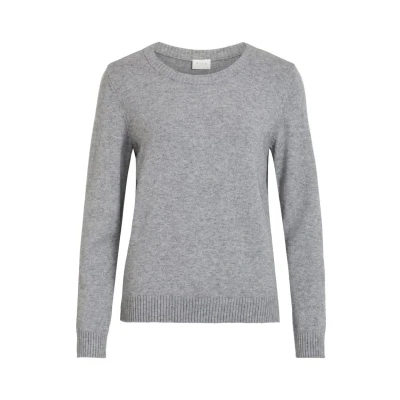 Abbildung von VILA Viril Oneck L/S NOOS Strickpullover, Damen, Größe: XXL, Medium grey melange