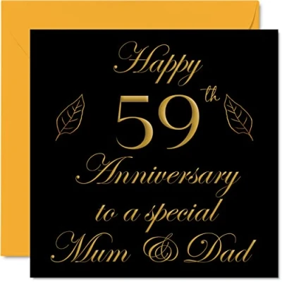 Abbildung von Stuff4 Glückwunschkarte zum 59. Jahrestag für Vater, Mutter, Eltern besondere Mama &amp; Papa Happy 59 Hochzeitstag von Sohn, Tochter, Familie, 145 mm x Grußkarten fünfzig Jahrestage