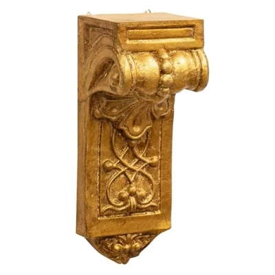Abbildung von Biscottini Wandregal aus Holz mit antikem Gold Finish, L 9,5 x T 8,5 H 24 cm, Antik, hergestellt in Italien, Wandregal, Liberty