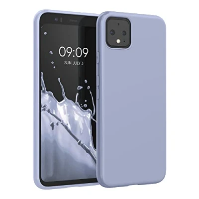 Abbildung von kwmobile Hülle kompatibel mit Google Pixel 4 weiches TPU Silikon Case Cover geeignet für kabelloses Laden Lavendelgrau