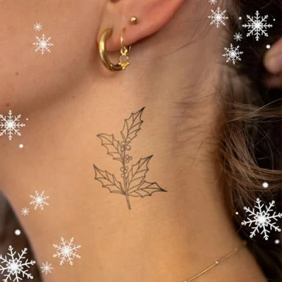 Abbildung von Inkster Tattoo Stechpalme vegane &amp; wasserfeste Temporäre Tattoos für Erwachsene EU Kosmetikzertifizierte Farbe revolutionäres 2 Wochen Premium Klebetattoos