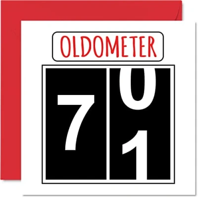 Abbildung von Lustige Karten zum 71. Geburtstag für Männer und Frauen Oldometer Glückwunschkarte Vater Mutter Urgroßvater Opa Kindermädchen Oma 145mm Grußkarten Karte