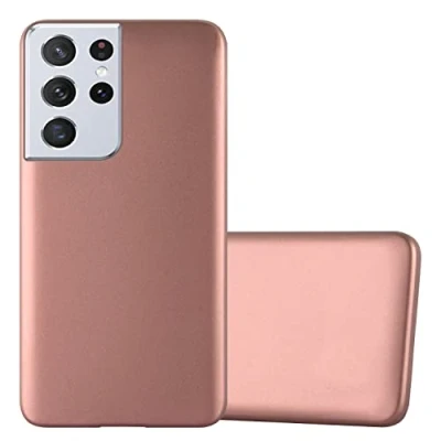 Abbildung von Cadorabo Hülle kompatibel mit Samsung Galaxy S22 Ultra Schutzhülle TPU Silikon Case Metallic Design Slim Kratzfest Weiche Gummi Rundumschutz für in Rosa