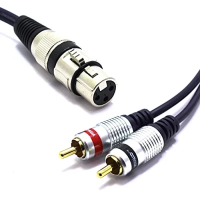 Abbildung von VITALCO XLR Buchse auf 2x Cinch Stereo Kabel 5m Mikrofonkabel 3 Polig Chinch Adapter