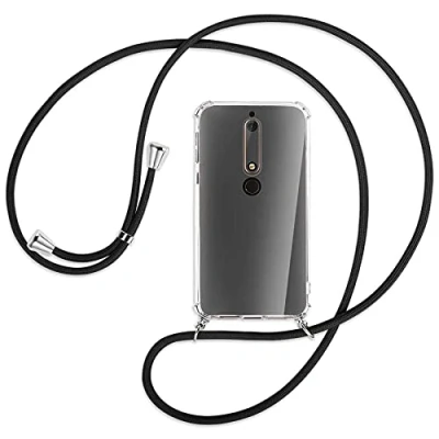 Abbildung von mtb more energy® Handykette kompatibel mit Nokia 6.1 (5.5&#039;&#039;) schwarz Smartphone Hülle zum Umhängen Anti Shock Full TPU Case