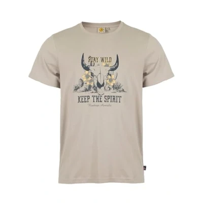 Abbildung von ROADSIGN australia Herren T Shirt aus Baumwolle mit Rundhalsausschnitt und stilvollem Print beige M