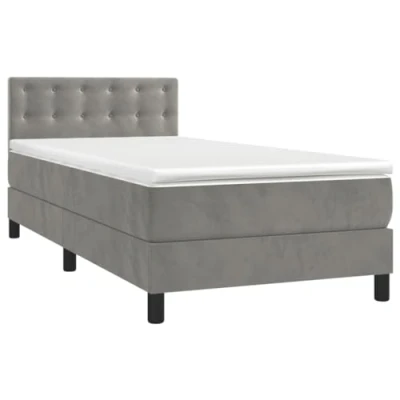 Abbildung von vidaXL Bett Boxspringbett mit Matratze Hellgrau 80x200 cm Samt