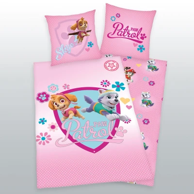 Abbildung von Kinderbettwäsche 135x200cm Paw Patrol The Mighty Movie Hunde Patrouille, Herding, Renforcé, 2 teilig, Everest und Skye Superhelden, mit Knopfleiste