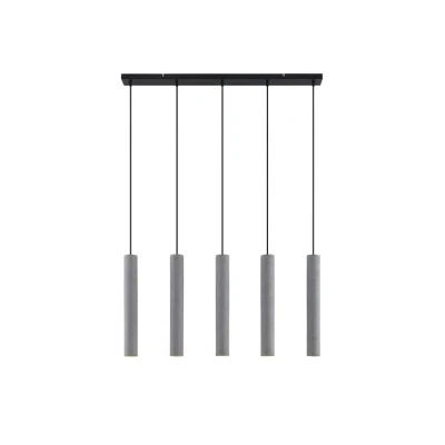 Abbildung von Lindby Hängeleuchte Concretto, dimmbar, Leuchtmittel nicht inklusive, Modern, Beton, Eisen, grau, 5 flammig, GU10, Deckenlampe