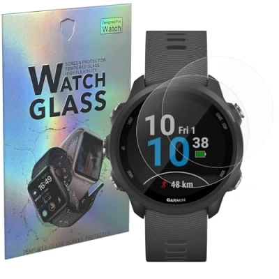 Abbildung von Schutzfolie kompatibel met Garmin Forerunner 245/245 Music [2 Stück] Schutzglas Hartglas Panzerglas Displayschutzfolie Panzerglasfolie PHONILLICO