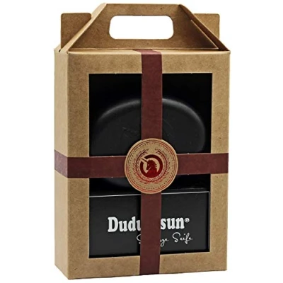 Abbildung von unicorn Geschenk Set Seifendose aus Fl&uuml;ssigholz gro&szlig; + samtschwarz &amp; Dudu Osun CLASSIC 150g