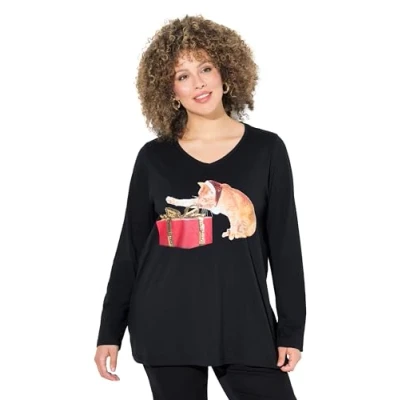 Abbildung von Ulla Popken TEE Langarmshirt, Damen, Größe: 46/48, Black