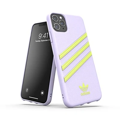 Abbildung von adidas Originals Designed für iPhone 11 Pro Max Hülle, Schützende Handyhülle DREI Streifen Weiß und Gelb