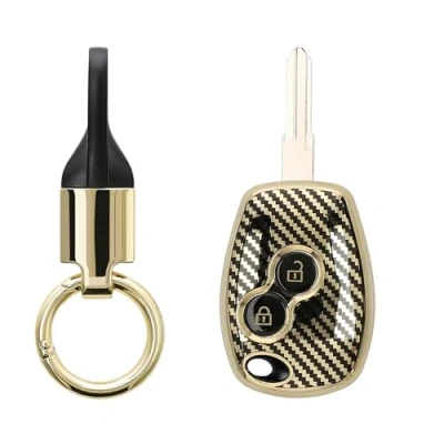 Abbildung von kwmobile Autoschlüssel Hülle kompatibel mit Renault Dacia 2 Tasten Schlüsselhülle Key Ring Anhänger Cover Gold Schwarz