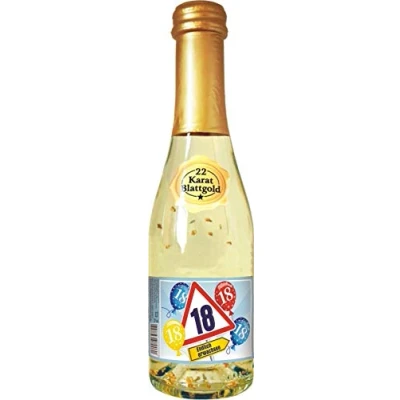 Abbildung von AV Andrea Verlag Piccolo mit Blattgold Alles Gute zum 18 Geburtstag für Frauen als Geburtstagsgeschenk Sekt 22 Karat Goldflocken Gold 0,2 l, 10% vol. alk.