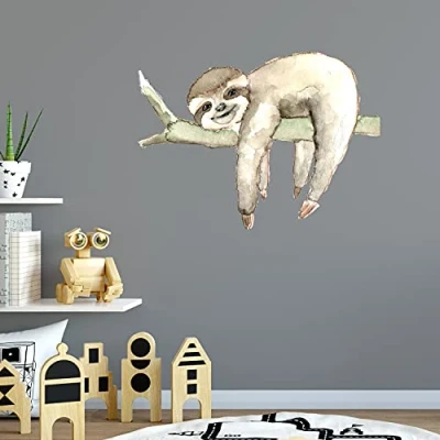 Abbildung von Sunnywall Wandtattoo Aufkleber Wandsticker Faultier Sloth be Lazy with me Kinderzimmer Dekoration Größe 1, Farbe ohne Spruch