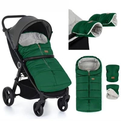 Abbildung von Petite&amp;Mars Schlafsack für Kinderwagen JIBOT * Fußsack Winterschlafsack Kinderwagen, Buggy und Autositz Warrm Wasserdicht Winddicht (Juicy Green set)