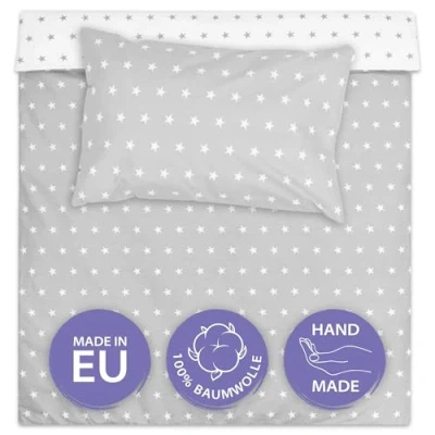 Abbildung von Kinderbettwäsche Baby Bettwäsche 100x135 cm aus Baumwolle Kinder Set von Duvet Cover 100 x 135 und Kissenbezug 40x60 Junge Mädchen Babybettwäsche Bettbezug für Kleinkind