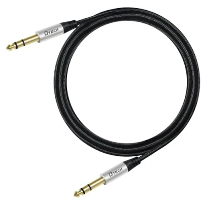 Abbildung von DTECH E Gitarrenkabel TRS 1/4 Instrumentenkabel Aux rechtwinkliger symmetrischer Stereo Klinkenstecker Viertelzoll 6,35 mm (1M)