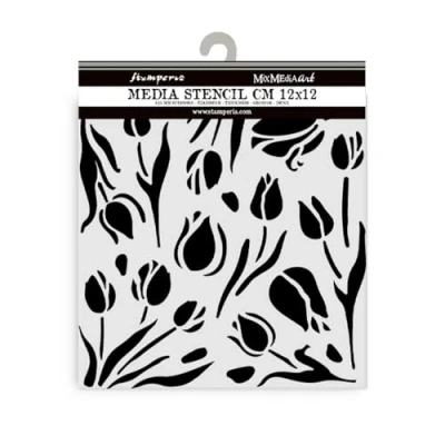 Abbildung von Stamperia Thick Stencils for Scrapbooks, Albums, Cards, Bullet Journals, and More, Flexible Material, Easy to Clean, Perfect Hobbies, Crafts, Gifting (Art of Travelling, Tulips)