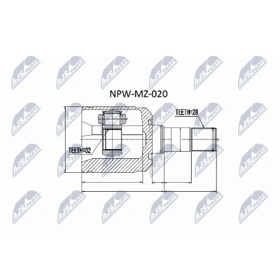 Abbildung von NTY NPW MZ 020 Gelenksatz Schaltgetriebe getriebeseitig MAZDA: 6 Limousine, Station Wagon, Hatchback
