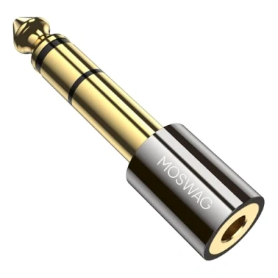 Abbildung von MOSWAG Audio Klinken Adapter, 6.35mm auf 3.5mm 1 Stück, Klinke Stecker Stereo Kopfhörer Adapter Vergoldet für Kopfhörer, Keyboard, Gitarre, Lautsprecher, Klavier, und mehr