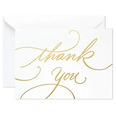 Abbildung von Hallmark Dankeskarten für Hochzeit, Babyparty, Brautparty (Goldfolien Schrift, 100 und Umschläge)