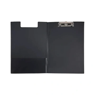 Abbildung von Idena 11375 Klemmbrettmappe für DIN A4, Hochformat, PVC beschichtetes Clipboard in Schwarz, mit Deckel