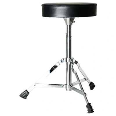 Abbildung von Fame D4000 Drumhocker, Einstrebig, Runde Sitzfläche, Vinylbezug, Höhenverstellbar 500 630mm, Inklusive Spindel, Verchromtes Finish, Ideal für Schlagzeuganfänger