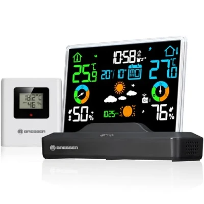 Abbildung von BRESSER Funk Farbwetterstation mit rahmenlosem Display Wetterstation