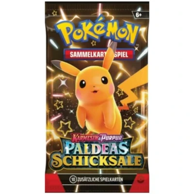 Abbildung von Pokemon PALDEAS SCHICKSALE Booster mit 10 wertvollen Sammelkarten DEUTSCH + Heartforcards® Versandschutz