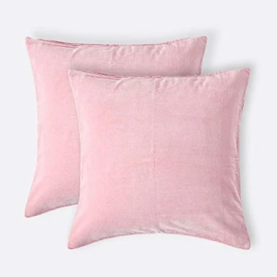 Abbildung von Homescapes 2 Samt Kissenhüllen im Set, rosa, weiche Zierkissenbezüge 40 x cm, Dekokissenhüllen für Zierkissen und Sofakissen mit verdecktem Reißverschluss