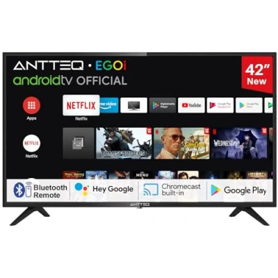 Abbildung von Antteq AG42F3 Smart TV 42 Zoll(Fernseher 106cm) Andriod LED, Dolby Audio,Google Assistance,Bluetooth Triple Tuner(DVB C/S2/ T2),Google Play Store((DAZN/Disney+/Netflix/Prime Video),WiFi