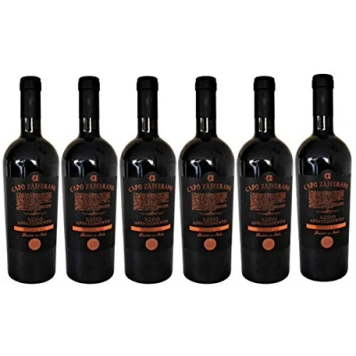 Abbildung von 6 Flaschen Rosso Appassimento Puglia IGT 2021 von Capo Zafferano im Sparpack (6x0,75l), trockener Rotwein aus Apulien