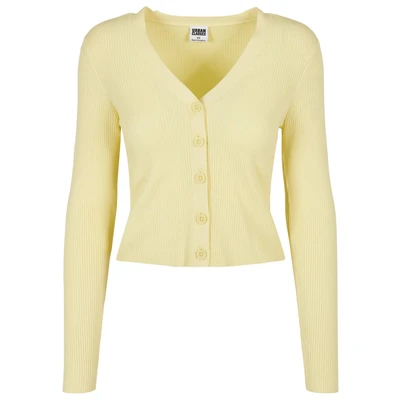 Abbildung von Urban Classics Ladies Short RIB KNIT Cardigan Strickjacke, Damen, Größe: XL, Softyellow