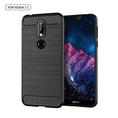 Abbildung von SCL Nokia 8.1 Hülle, Handyhülle Exquisite Serie Carbon Design Schutzhülle mit Anti Kratzer und Stoß Absorbtion Technologie für Schwarz