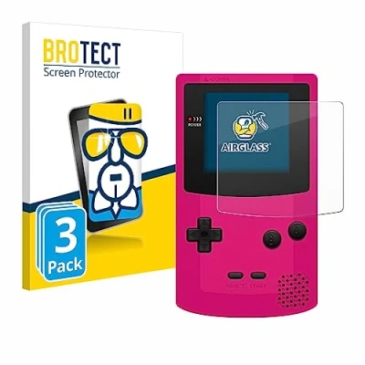 Abbildung von BROTECT Schutzglas für Nintendo Gameboy Color (3 Stück) Schutzfolie Panzer Folie Glas [Extrem Kratzfest 9H, Anti Fingerprint, Ultra Transparent]