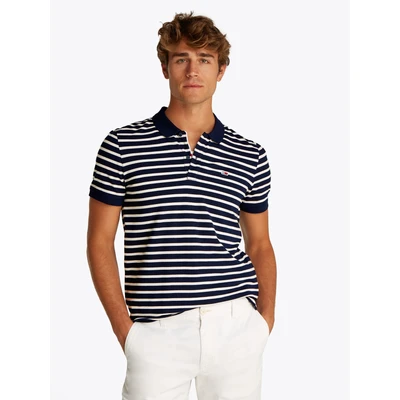 Abbildung von Tommy Jeans SLIM Placket Poloshirt, Herren, Größe: 48, Dark night navy/ecru