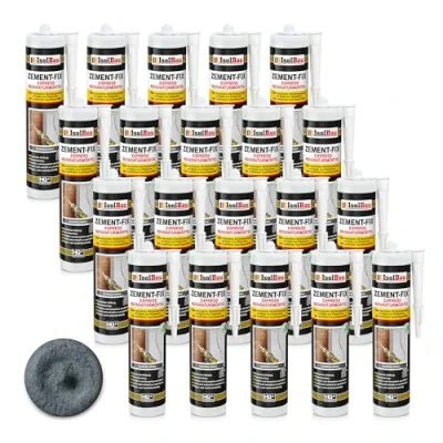 Abbildung von Isolbau Zement Fix 20 x 300 ml Dunkelgrau Express Reperaturmörtel Dichtungsmasse für Fugen &amp; Risse im Innen Außenbereich, Kartusche
