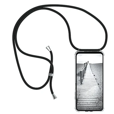 Abbildung von EAZY CASE Handykette kompatibel mit Xiaomi Redmi Note 9T 5G Handyhülle Umhängeband, Handykordel Schutzhülle, Silikonhülle, Hülle Band, Stylische Kette für Smartphone, Schwarz
