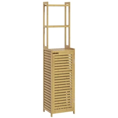 Abbildung von HOMCOM Badkommode Badezimmerschrank aus Bambus Badschrank mit Schrankfach (Toilettenschrank, 1 St., Beistellschrank 3 Offen Fächern), für Bad, Naturholz, 38,5 x 33 170 cm