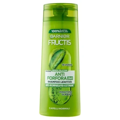 Abbildung von Garnier Fructis 2 in 1 Beruhigendes Shampoo für normales Haar, Anti Schuppen Wirkung, mit grünem Tee und Piroctone Olamin, 250 ml