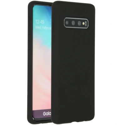 Abbildung von Samsung Galaxy S10 Hülle Silikon Accezz Soft Case/Backcover Handyhülle Schwarz